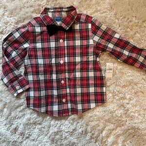 Old Navy Red and Black Plaid Kids Button Down Shirt